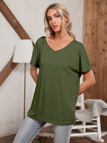 Round Neck Loose Casual Short Sleeve T-Shirt Top