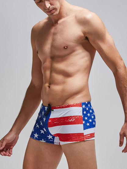 Men's Printed Fashion Nylon Boxer Swim Shorts