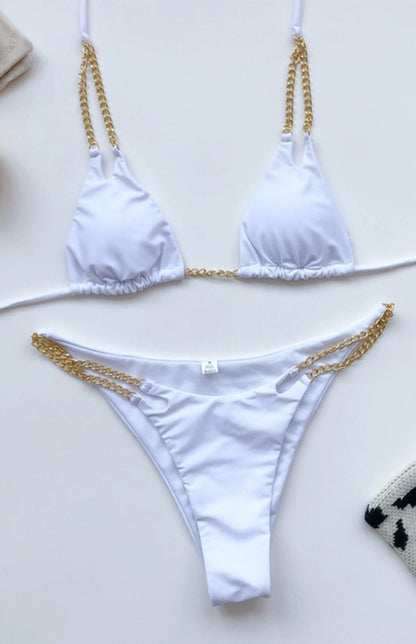 Women's Sexy Chain Split Bikini Swimsuit