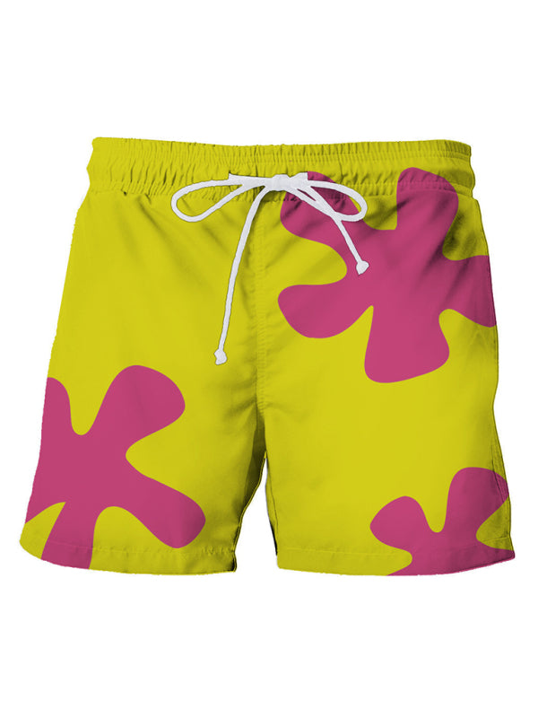 Men's Tropical Print Hawaiian Beach Shorts