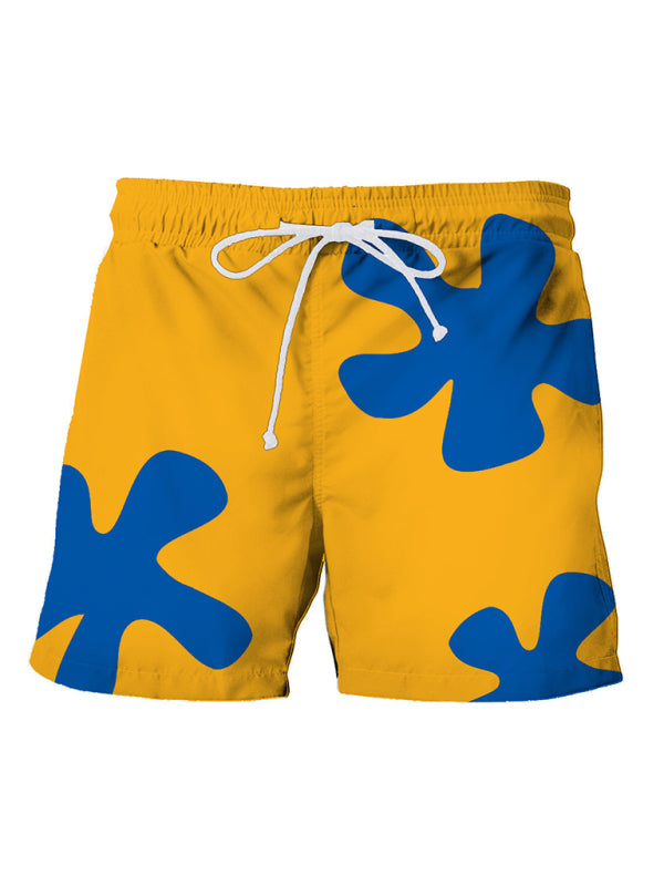Men's Tropical Print Hawaiian Beach Shorts