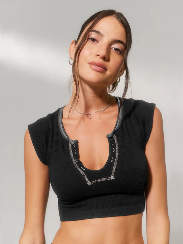 Women's V-neckline Cropped Baby Tee