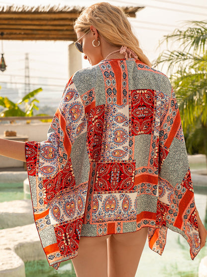 Short Beach Cover Up Sunscreen Sunshade Kimono Cardigan Top